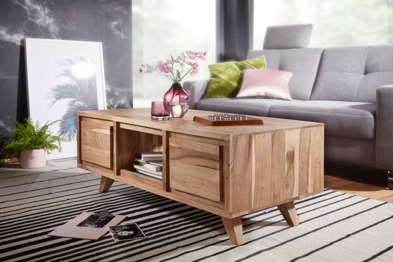 Couchtisch Massivholztisch NIAM 118x60x46 cm Holz Akazie Landhausstil von Fun Möbel