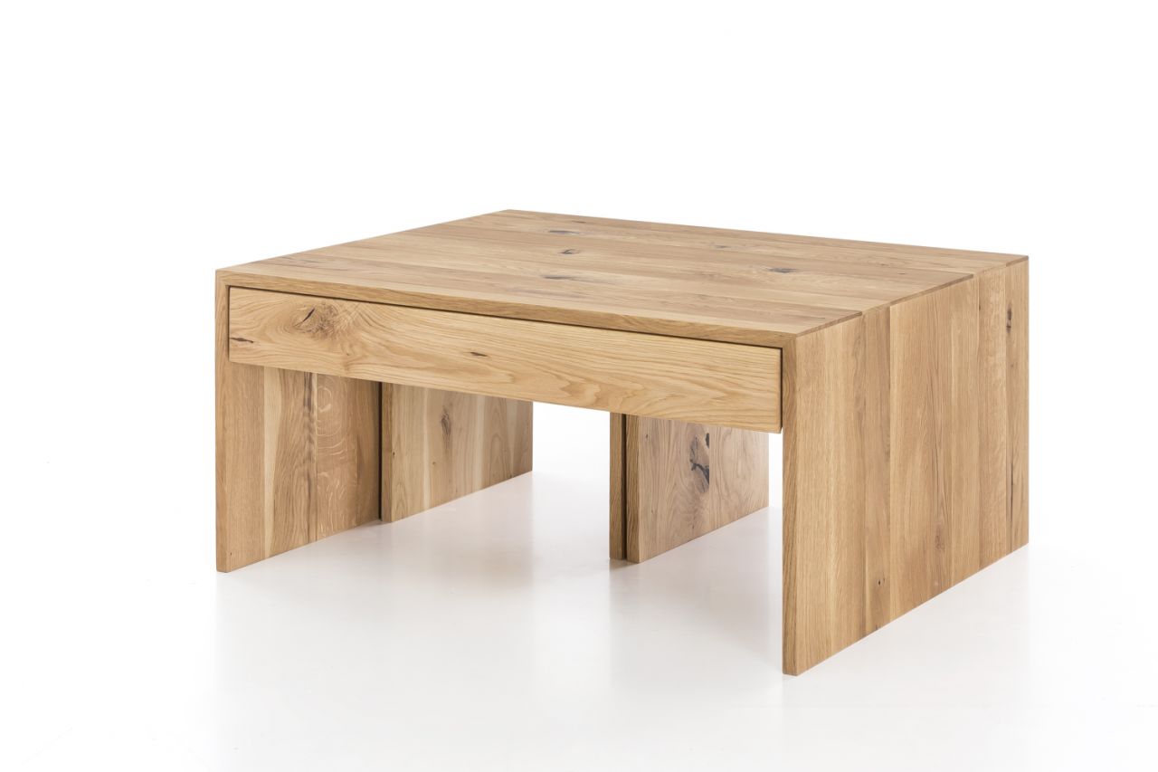 Couchtisch Set DANIEL Wildeiche Massiv 90x75 cm inkl. 2 x Hocker Couchtisch Set DANIEL Wildeiche Massiv 90x75 cm inkl. 2 x Hocker von Fun Möbel