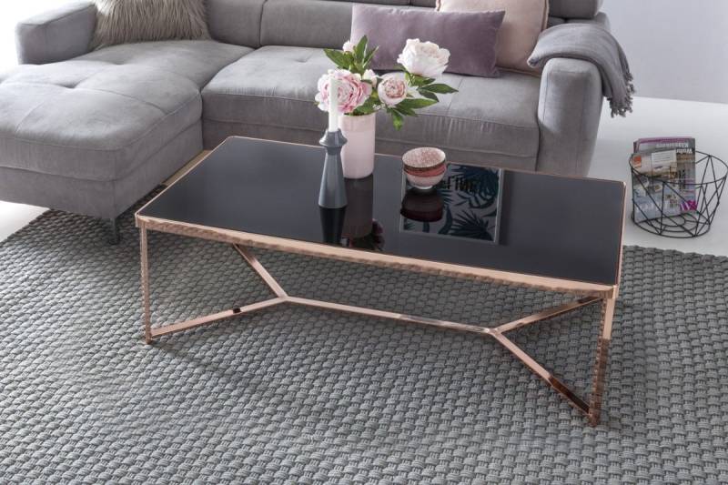 Couchtisch Tisch CHARMS 120x60 cm Metall Glas Schwarz / Kupfer von Fun Möbel