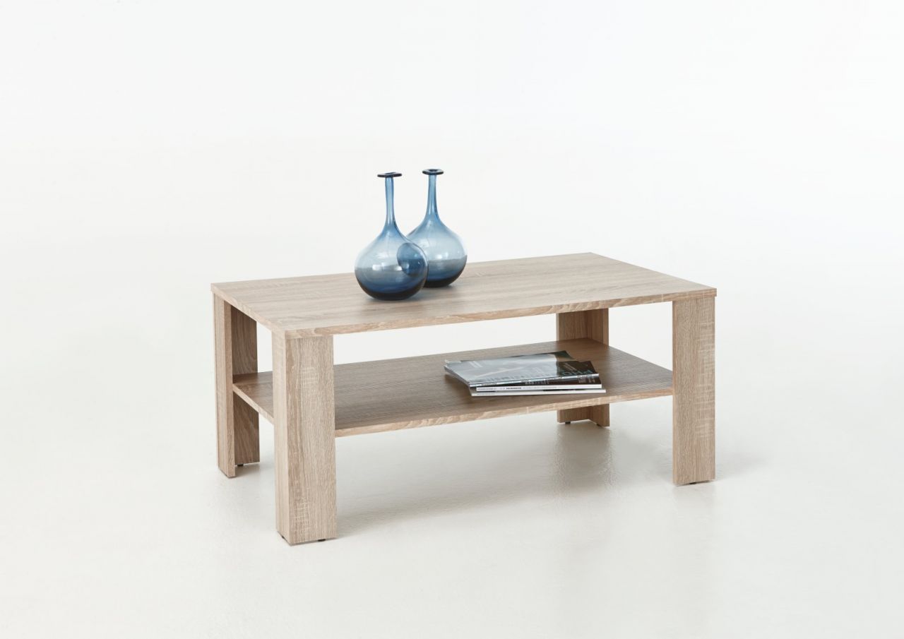 Couchtisch Tisch Loco 100x60 cm mit Ablageboden Sonoma Eiche von Fun Moebel