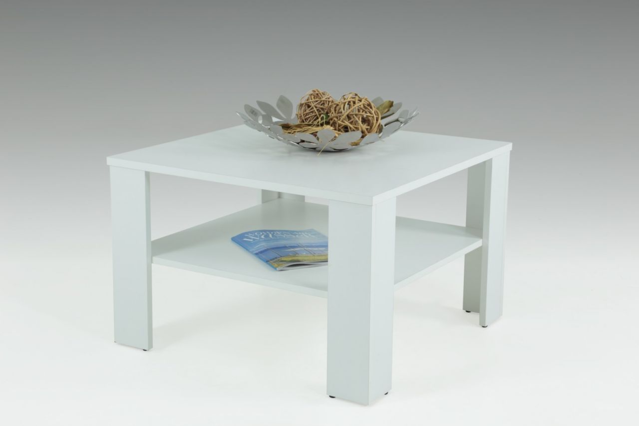 Couchtisch Tisch "Loco 2" 68x68 cm mit Ablageboden Weiss von Fun Moebel