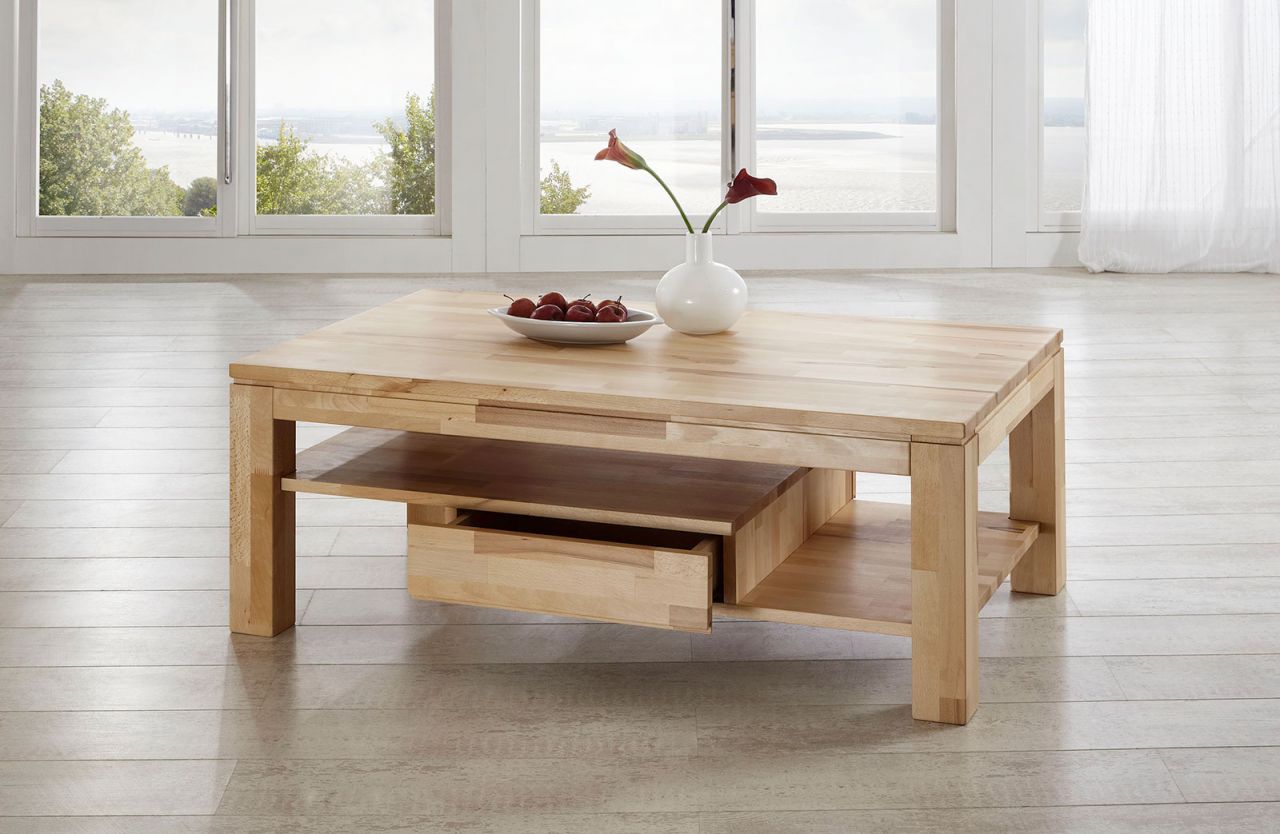 Couchtisch Tisch NIELS Wildeiche vollmassiv /Echtholz 120 x 80 cm von Fun Möbel
