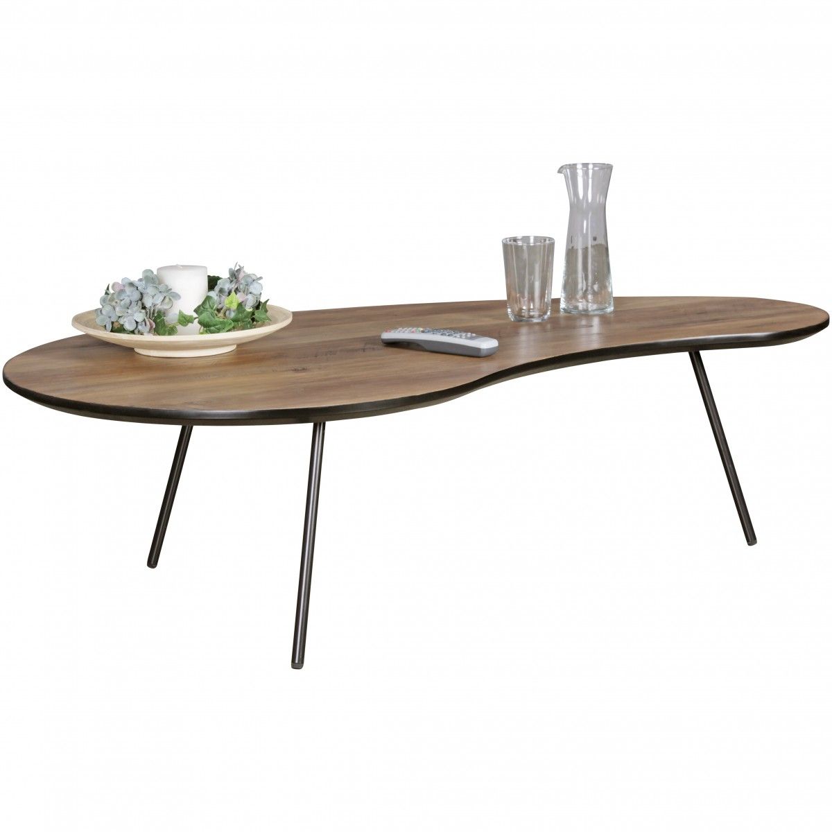 Couchtisch Tisch Nierentisch STEN MDF Walnuss Furnier 122x65 cm von Fun Möbel