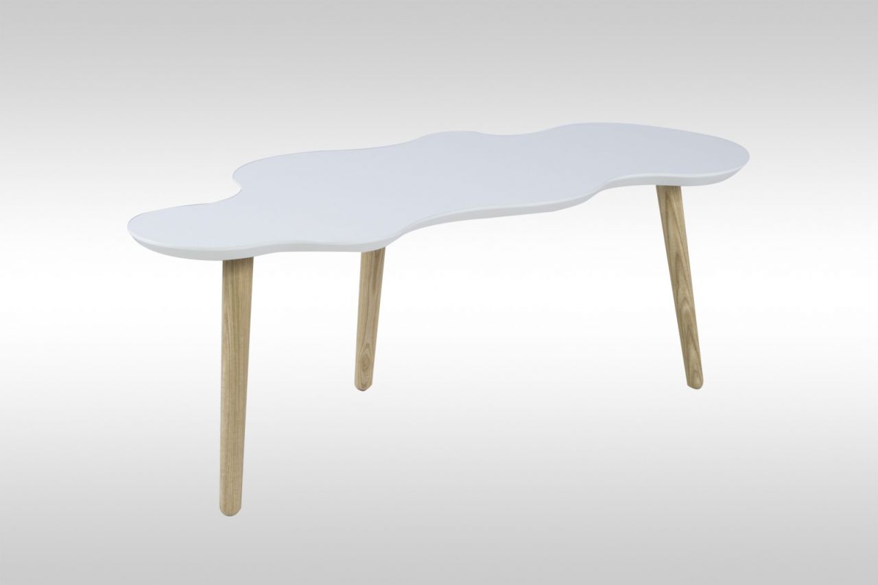 Couchtisch Tisch - OTTAWA -117 x 50 cm MDF / Massivholz Weiss von Fun Moebel