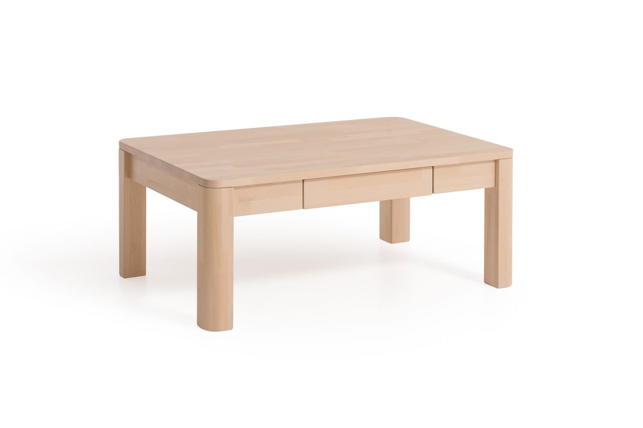 Couchtisch Tisch mit Schublade BENITO Buche Massivholz 110x70 cm von Fun Möbel