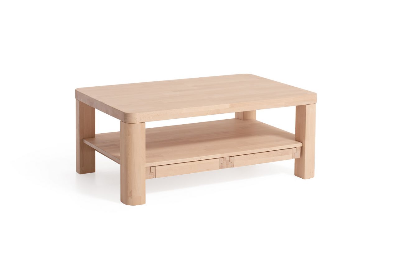 Couchtisch Tisch mit Schublade JIMI XL Eiche Massivholz 110x70 cm von Fun Möbel