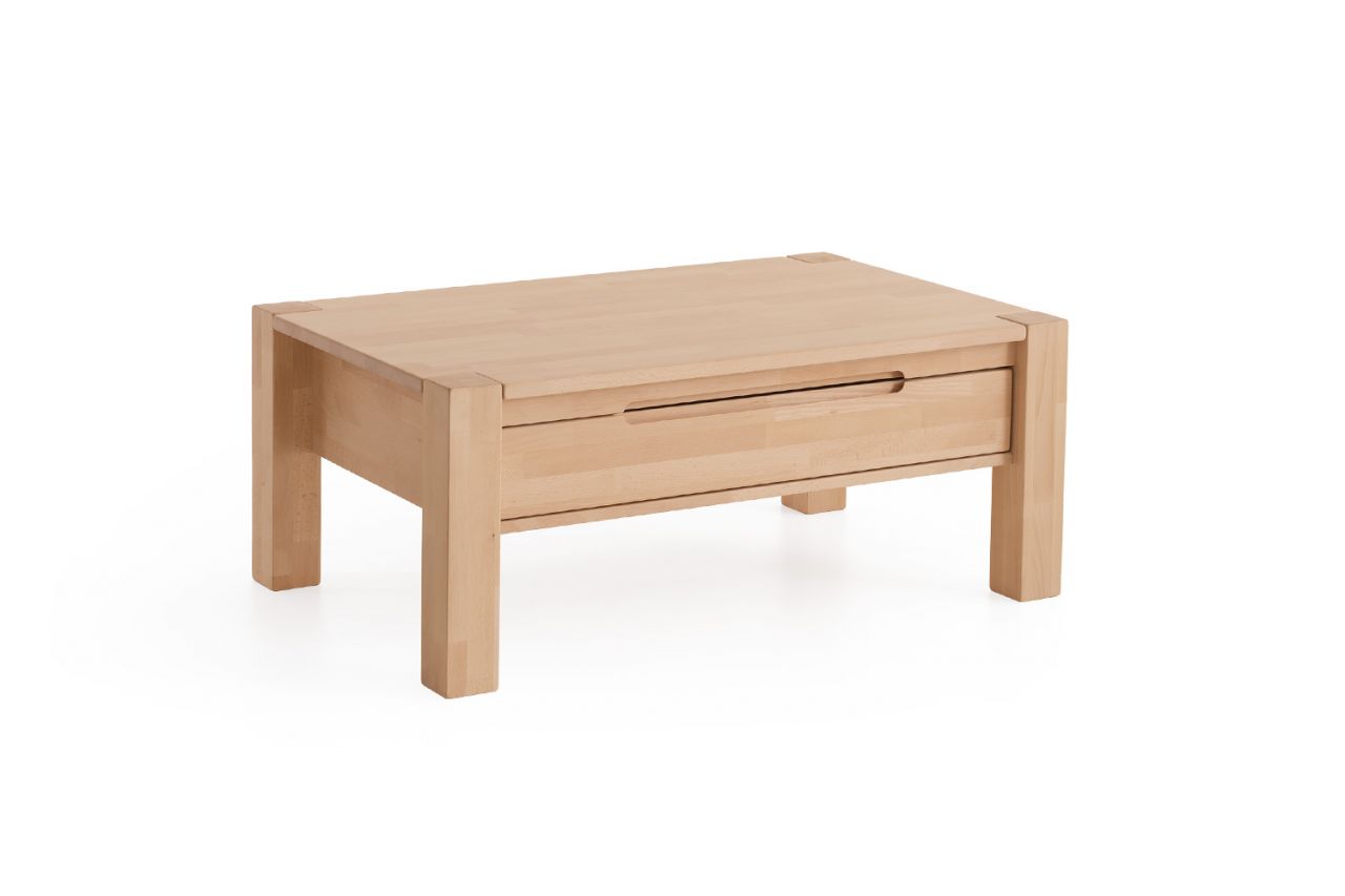 Couchtisch Tisch mit Schublade NALDO XL Eiche Massivholz 120x80 cm von Fun Möbel