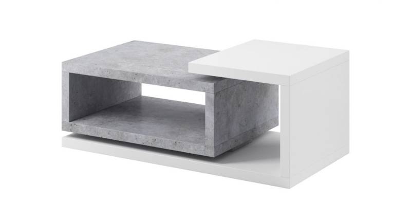 Couchtisch Wohnzimmertisch BENDY 120x60cm Weiss- Betonoptik von Fun Moebel