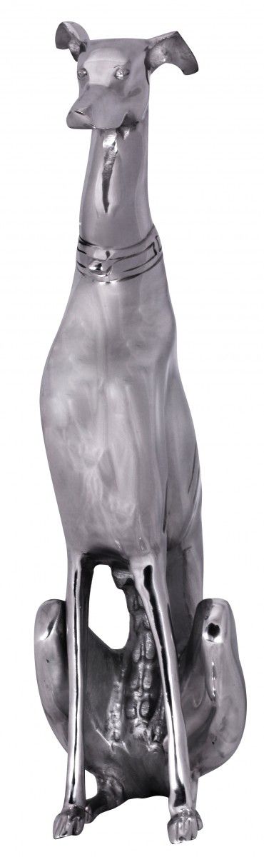 Dekoration Design Dog -Aluminium silbern Windhund Skulptur Hundestatue von Fun Moebel