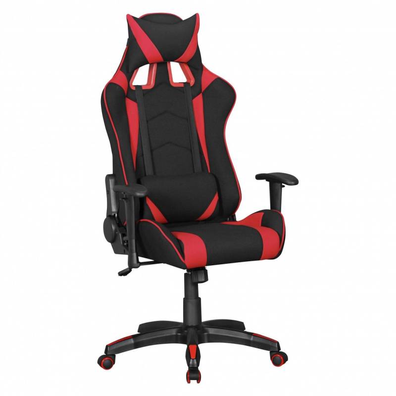 Drehstuhl Bürostuhl Chefsessel GAMING 1- Stoff Schwarz / Rot von Fun Möbel