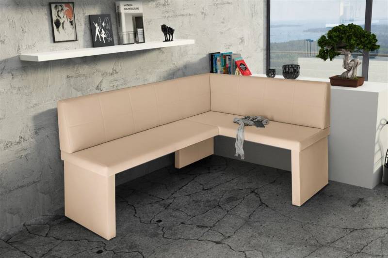 Eckbank Bank Küchenbank 168 x 128 cm -ROBIN L -Kunstleder Creme von Fun Moebel