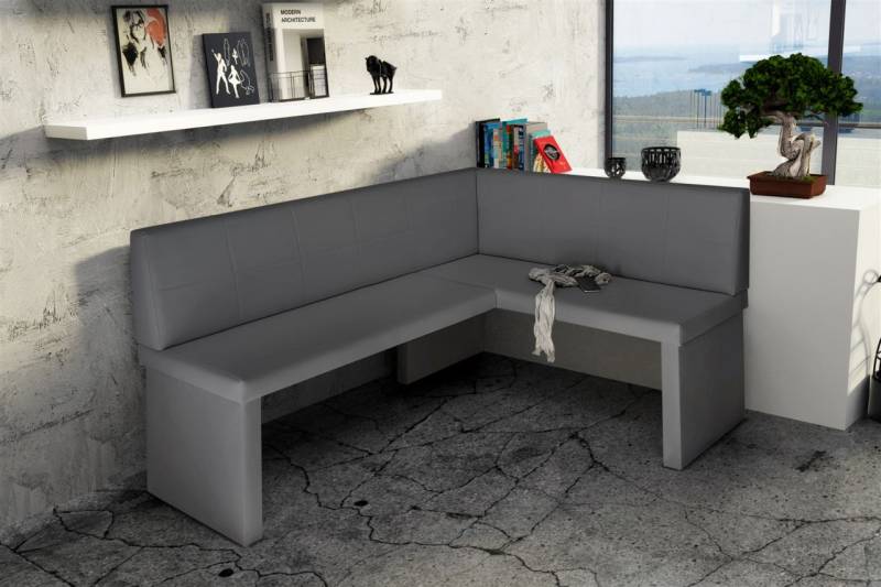 Eckbank Bank Küchenbank 196 x 142 cm -ROBIN XL L -Kunstleder Grau von Fun Moebel