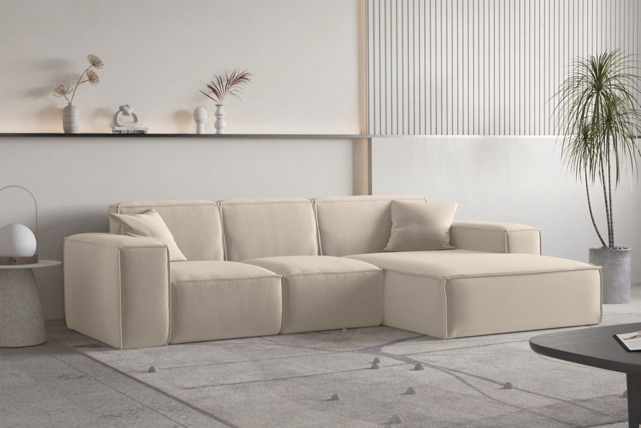 Ecksofa CELES PREMIUM in Stoff Opera Velvet Beige Ottomane Rechts / Speed Ecksofa CELES PREMIUM in Stoff Opera Velvet Beige Ottomane Rechts / Speed von Fun Moebel