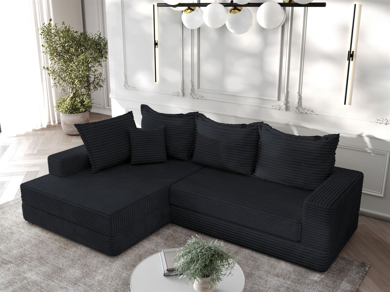 Ecksofa Couchgarnitur Sofa OSKAR in Stoff Tilia Schwarz Ottomane Links Ecksofa Couchgarnitur Sofa OSKAR in Stoff Tilia Schwarz Ottomane Links von Fun Möbel