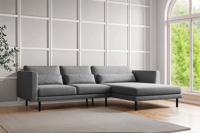 Ecksofa Designersofa AGADA in Stoff Verita Grau Ottomane Rechts von Fun Moebel