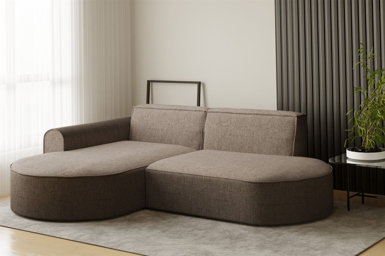 Ecksofa Designersofa BONDY in Stoff Neve Cappuccino Ottomane Links von Fun Möbel