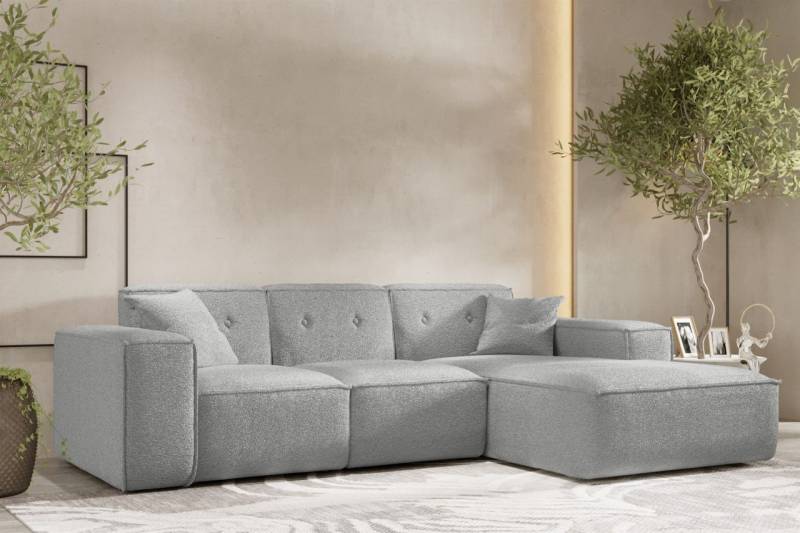 Ecksofa Designersofa CESINA Stoff Ascot Bukla Grau Ottomane Rechts Ecksofa Designersofa CESINA Stoff Ascot Bukla Grau Ottomane Rechts von Fun Möbel
