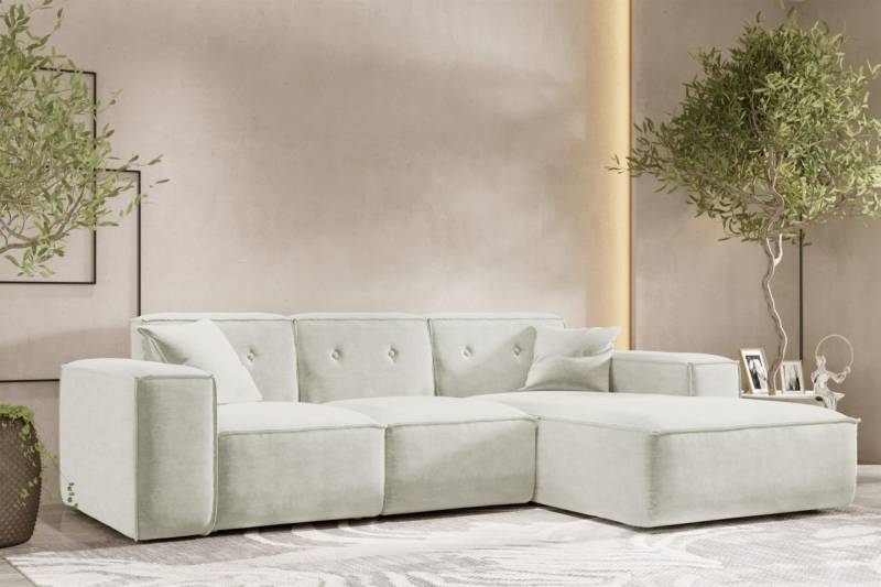 Ecksofa Designersofa CESINA Stoff Perfect Harmony Cremeweiß Ottomane Rechts von Fun Möbel