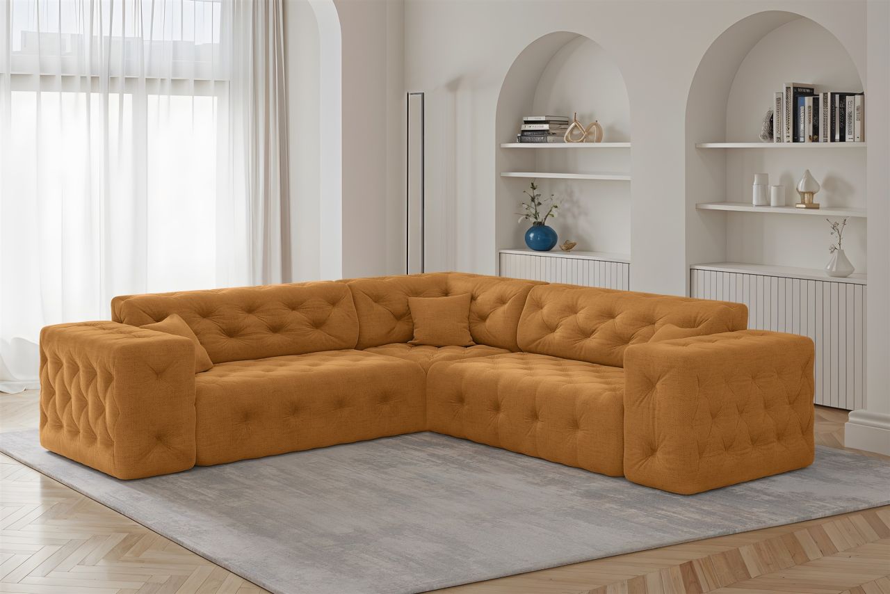 Ecksofa Designersofa CHANTAL in Stoff Moly Orange Seite Universal von Fun Moebel