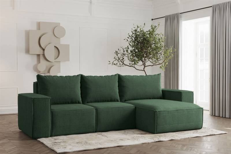 Ecksofa Designersofa ESTELLE in Stoff Poso Grün Ottomane Rechts Ecksofa Designersofa ESTELLE in Stoff Poso Grün Ottomane Rechts von Fun Möbel