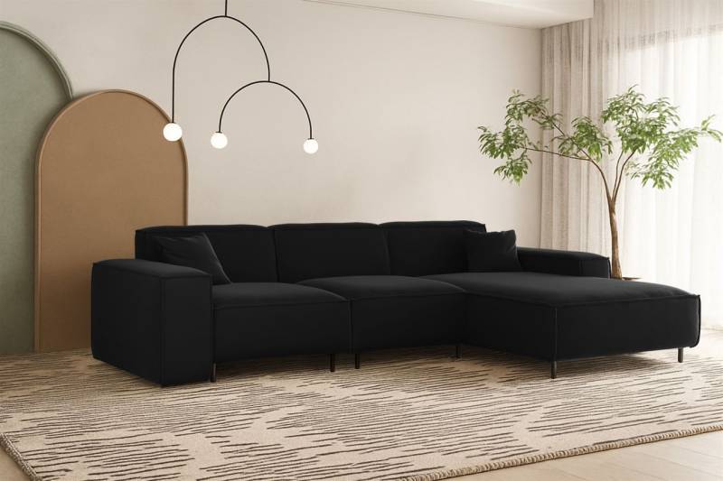 Ecksofa Designersofa GLORIA in Stoff Tiffani Schwarz Ottomane Rechts von Fun Möbel