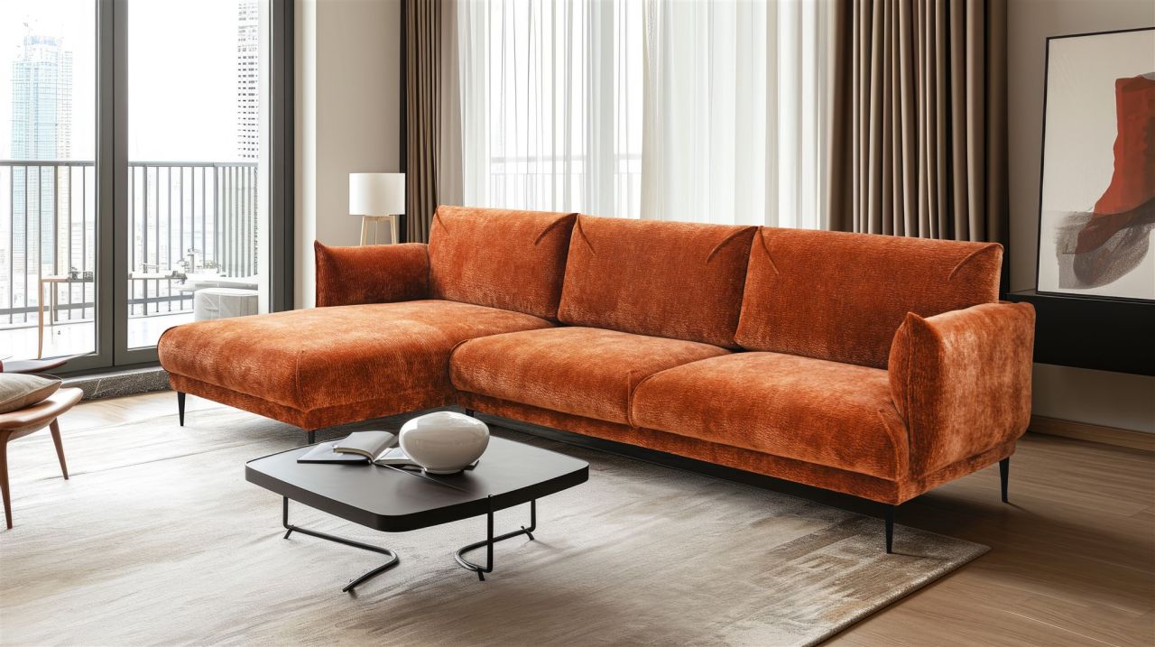 Ecksofa Designersofa MADISON XL in Stoff Dress Me Kupfer Ottomane Links Ecksofa Designersofa MADISON XL in Stoff Dress Me Kupfer Ottomane Links von Fun Möbel