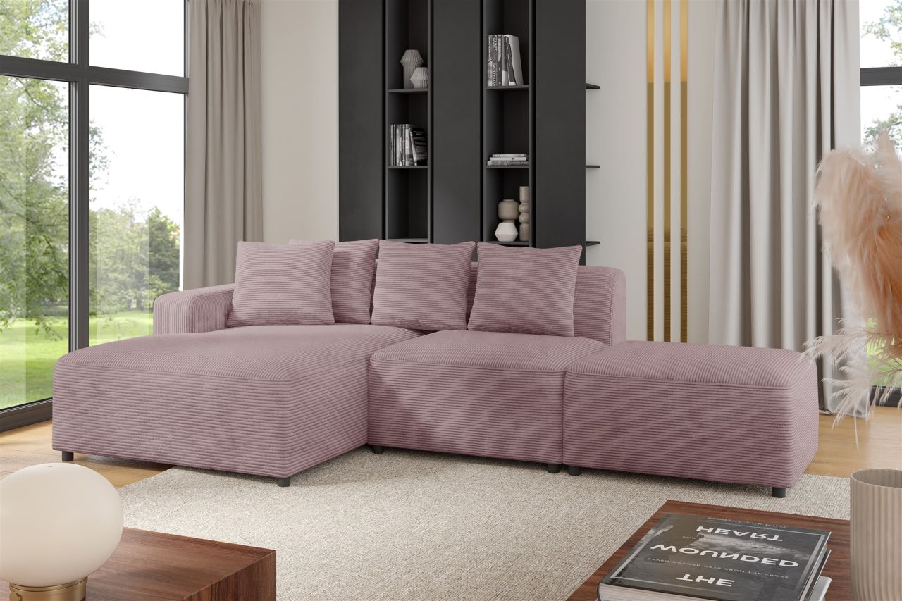 Ecksofa Designersofa MEGAN XS inkl. Hocker Stoff Poso Altrosa Ottomane Links Ecksofa Designersofa MEGAN XS inkl. Hocker Stoff Poso Altrosa Ottomane Links von Fun Möbel