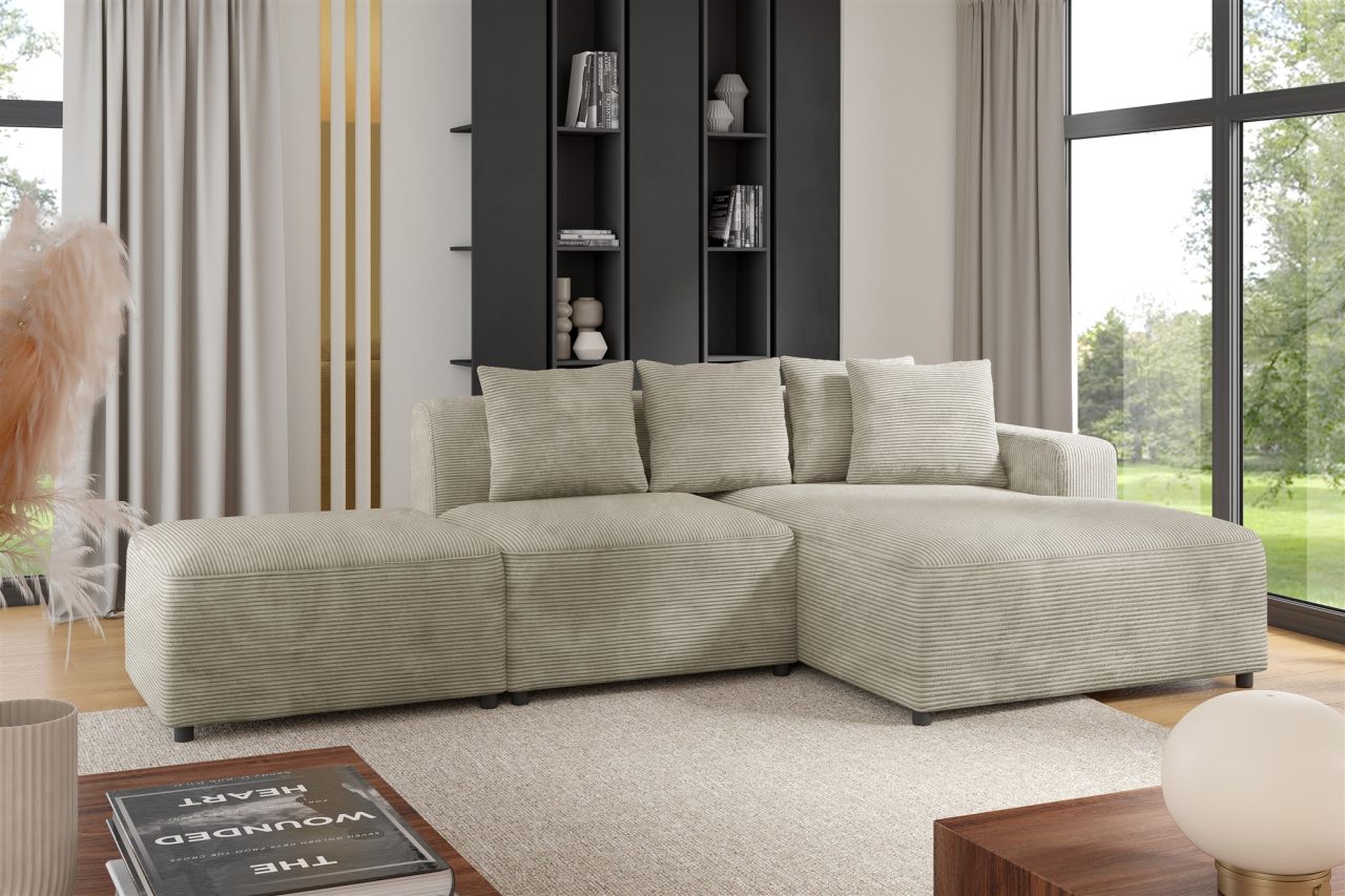 Ecksofa Designersofa MEGAN XS inkl. Hocker Stoff Poso Beige Ottomane Rechts Ecksofa Designersofa MEGAN XS inkl. Hocker Stoff Poso Beige Ottomane Rechts von Fun Möbel