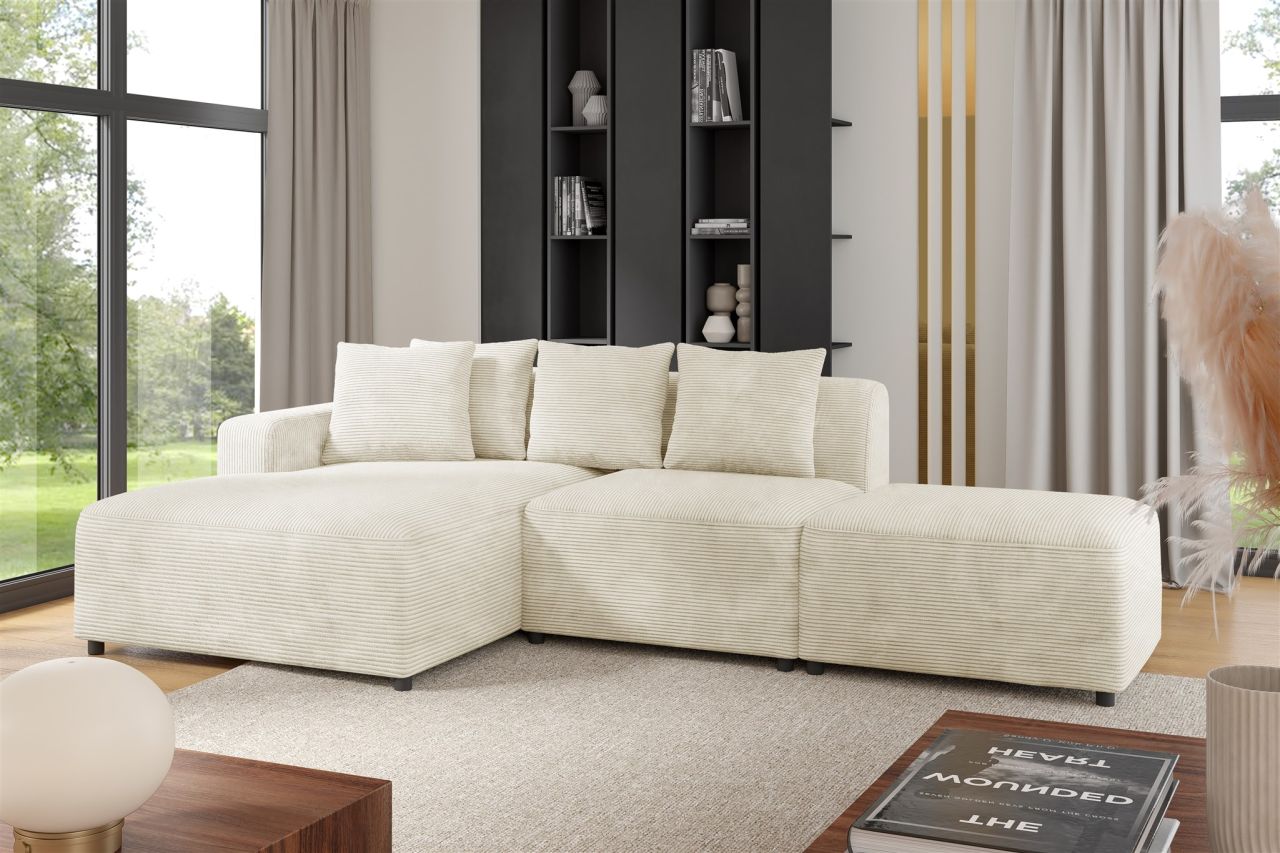 Ecksofa Designersofa MEGAN XS inkl. Hocker Stoff Poso Creme Ottomane Links Ecksofa Designersofa MEGAN XS inkl. Hocker Stoff Poso Creme Ottomane Links von Fun Möbel