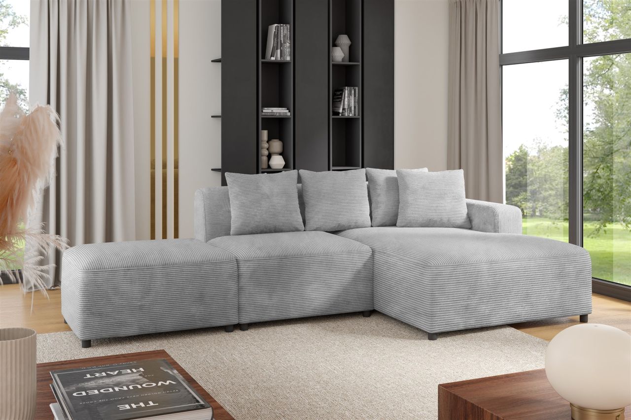 Ecksofa Designersofa MEGAN XS inkl. Hocker Stoff Poso Hellgrau Ottomane Rechts Ecksofa Designersofa MEGAN XS inkl. Hocker Stoff Poso Hellgrau Ottomane Rechts von Fun Möbel