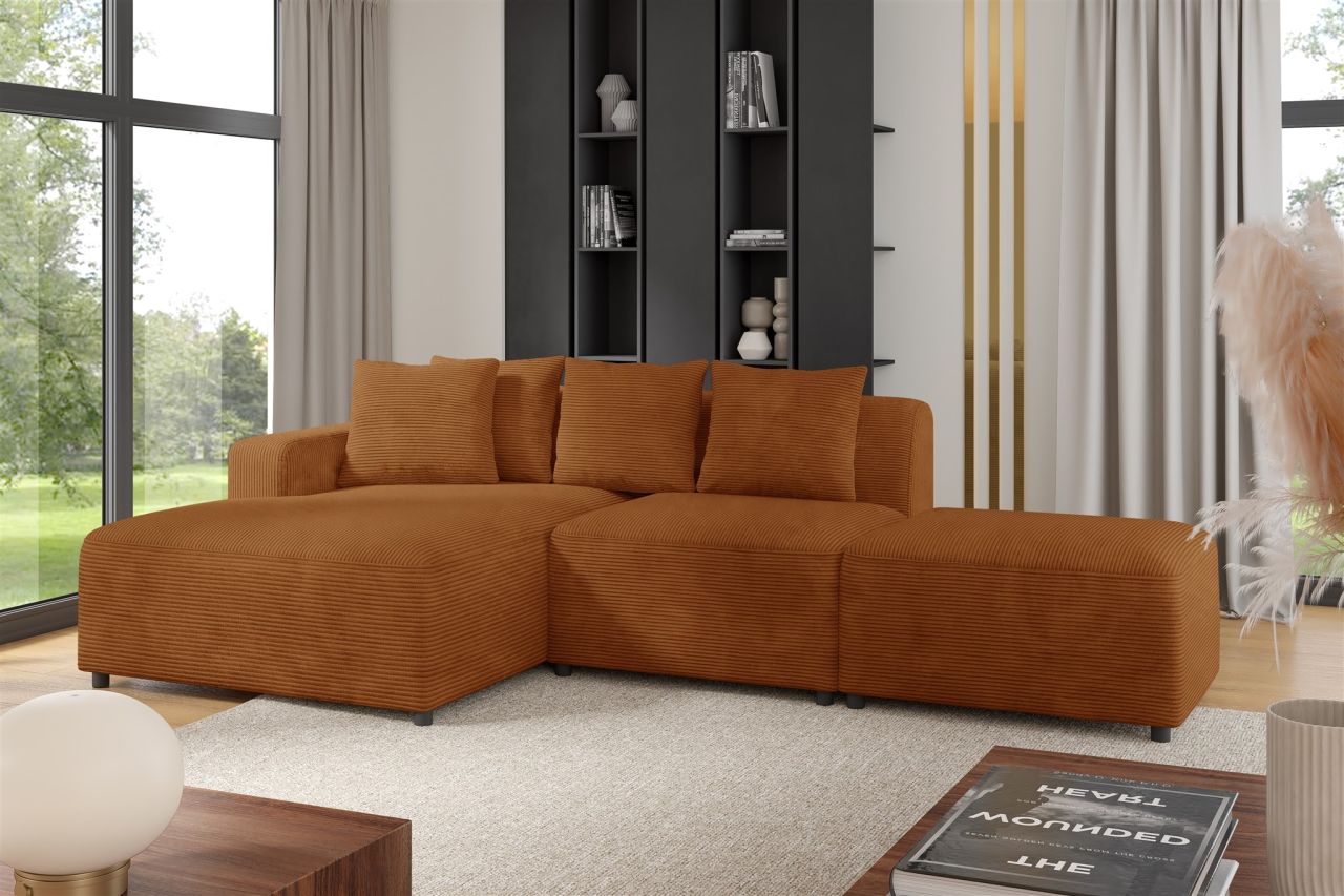 Ecksofa Designersofa MEGAN XS inkl. Hocker Stoff Poso Rostbraun Ottomane Links Ecksofa Designersofa MEGAN XS inkl. Hocker Stoff Poso Rostbraun Ottomane Links von Fun Möbel