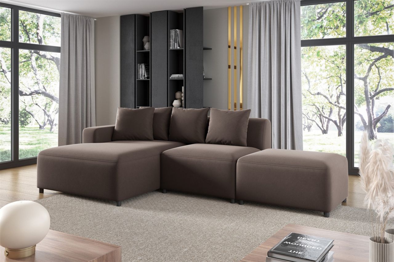 Ecksofa Designersofa MEGAN XS inkl. Hocker Stoff Salvador Braun Ottomane Links Ecksofa Designersofa MEGAN XS inkl. Hocker Stoff Salvador Braun Ottomane Links von Fun Möbel