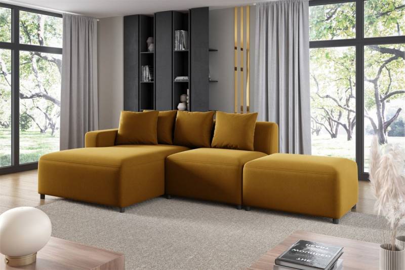 Ecksofa Designersofa MEGAN XS inkl. Hocker Stoff Salvador Honiggelb Ottomane ... von Fun Möbel