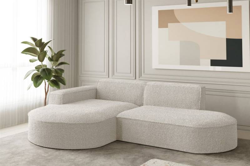 Ecksofa Designersofa PALMA XS in Stoff Ascot Beige Ottomane Links von Fun Moebel