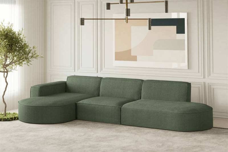 Ecksofa Designersofa PALMA in Stoff Scala Forest Ottomane Links von Fun Moebel