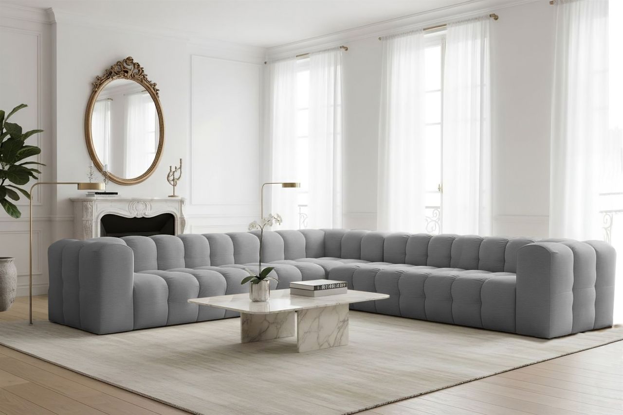 Ecksofa Designersofa SOLVIE XL in Stoff Tiffani Grau Seite Universal Ecksofa Designersofa SOLVIE XL in Stoff Tiffani Grau Seite Universal von Fun Möbel