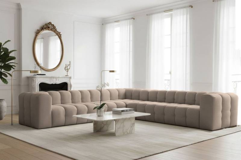 Ecksofa Designersofa SOLVIE XL in Stoff Tiffani Taupe Seite Universal Ecksofa Designersofa SOLVIE XL in Stoff Tiffani Taupe Seite Universal von Fun Möbel
