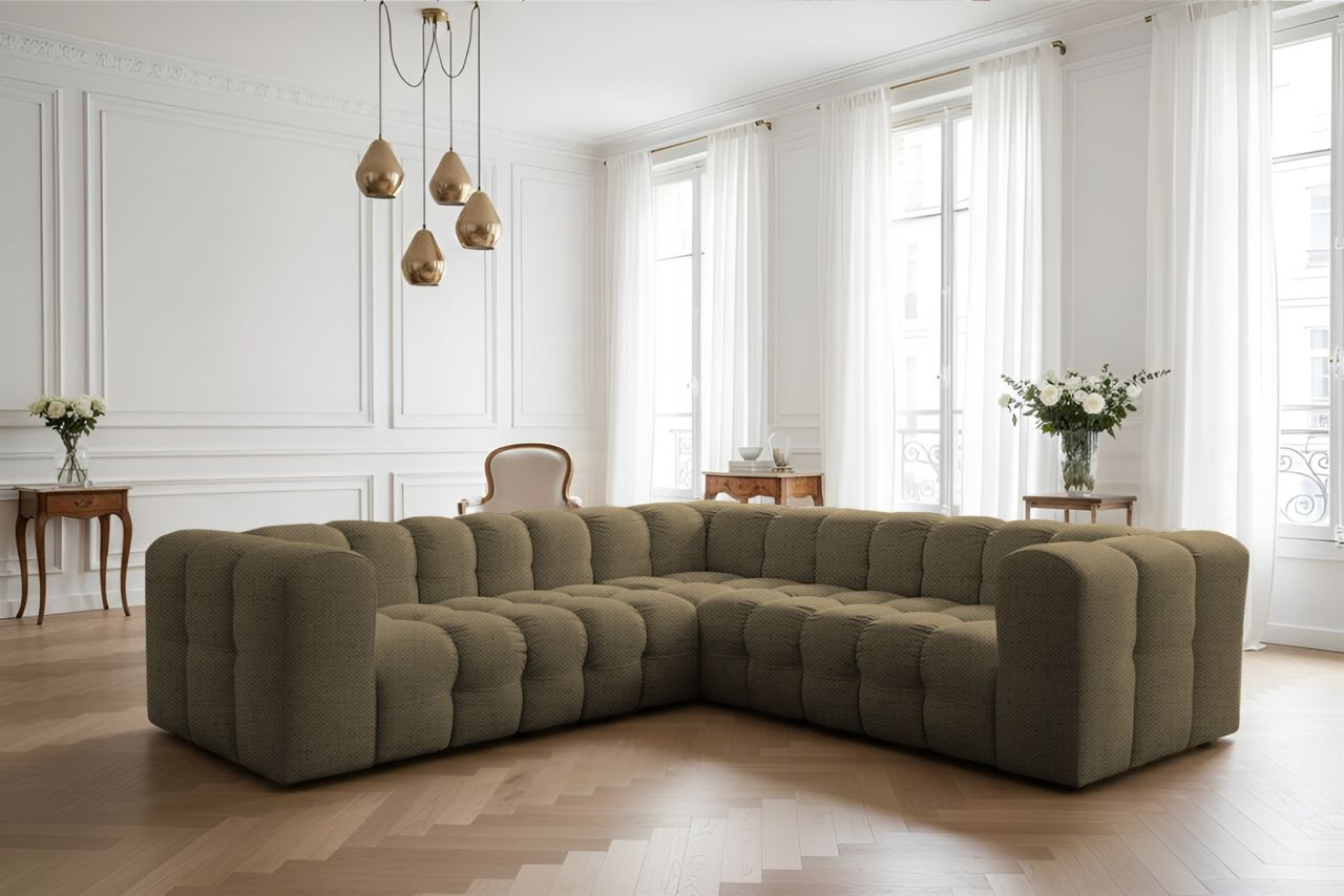 Ecksofa Designersofa SOLVIE XS in Stoff Moly Moosgrün Seite Universal Ecksofa Designersofa SOLVIE XS in Stoff Moly Moosgrün Seite Universal von Fun Möbel
