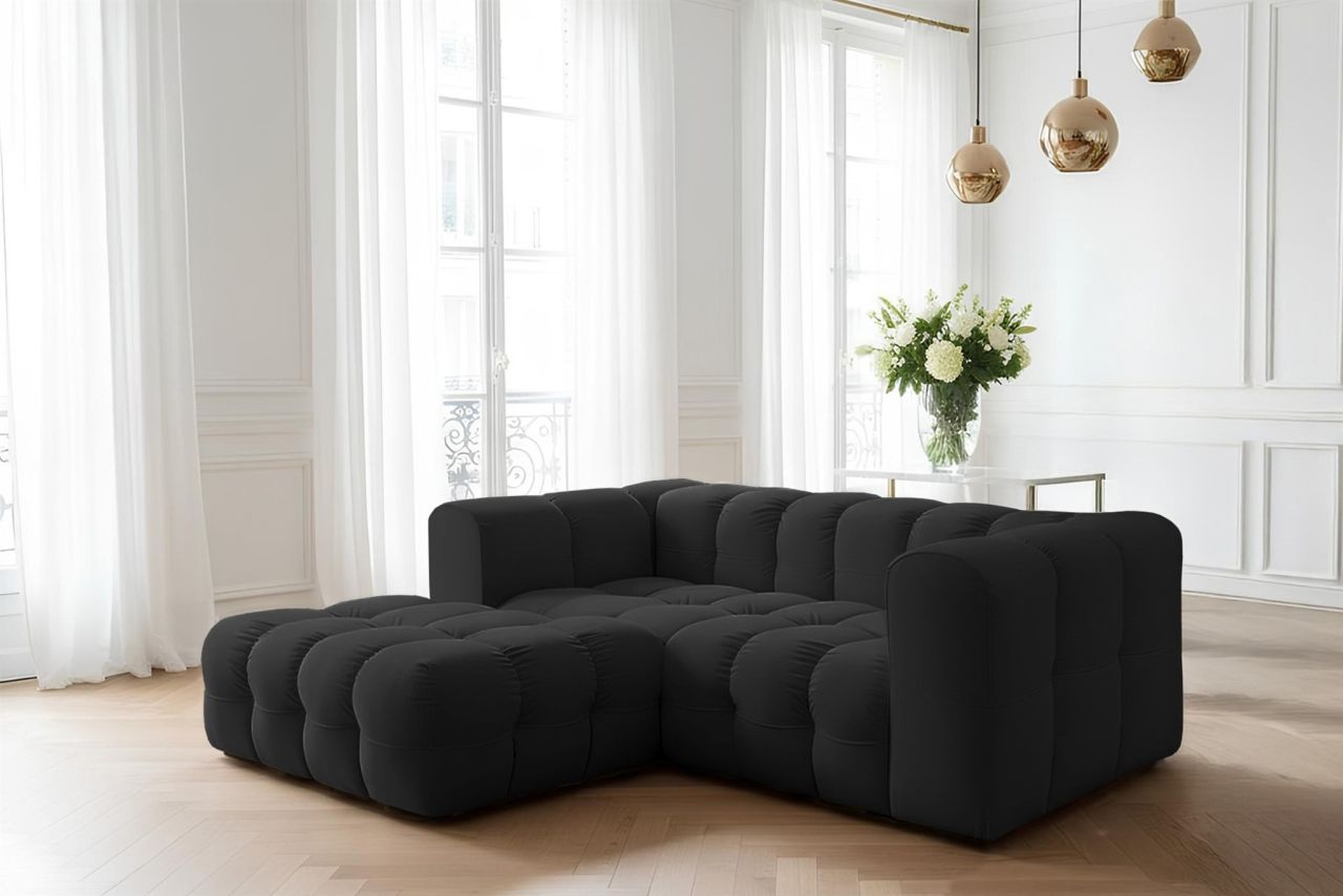 Ecksofa Designersofa SOLVIE XS in Stoff Tiffani Schwarz Ottomane Links Ecksofa Designersofa SOLVIE XS in Stoff Tiffani Schwarz Ottomane Links von Fun Möbel