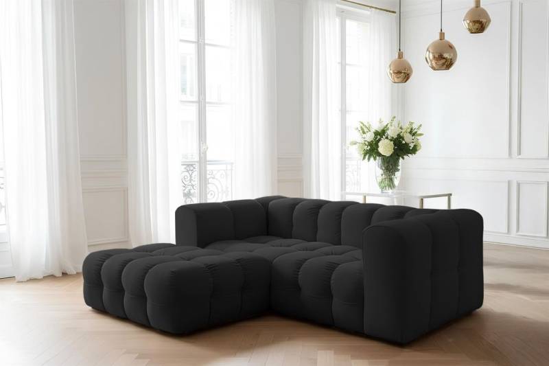 Ecksofa Designersofa SOLVIE XS in Stoff Tiffani Schwarz Ottomane Links Ecksofa Designersofa SOLVIE XS in Stoff Tiffani Schwarz Ottomane Links von Fun Möbel