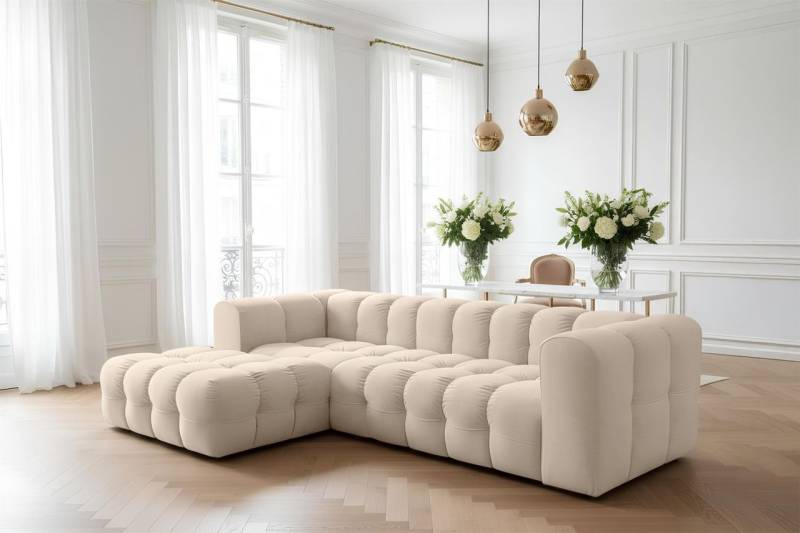 Ecksofa Designersofa SOLVIE in Stoff Tiffani Beige Ottomane Links Ecksofa Designersofa SOLVIE in Stoff Tiffani Beige Ottomane Links von Fun Möbel