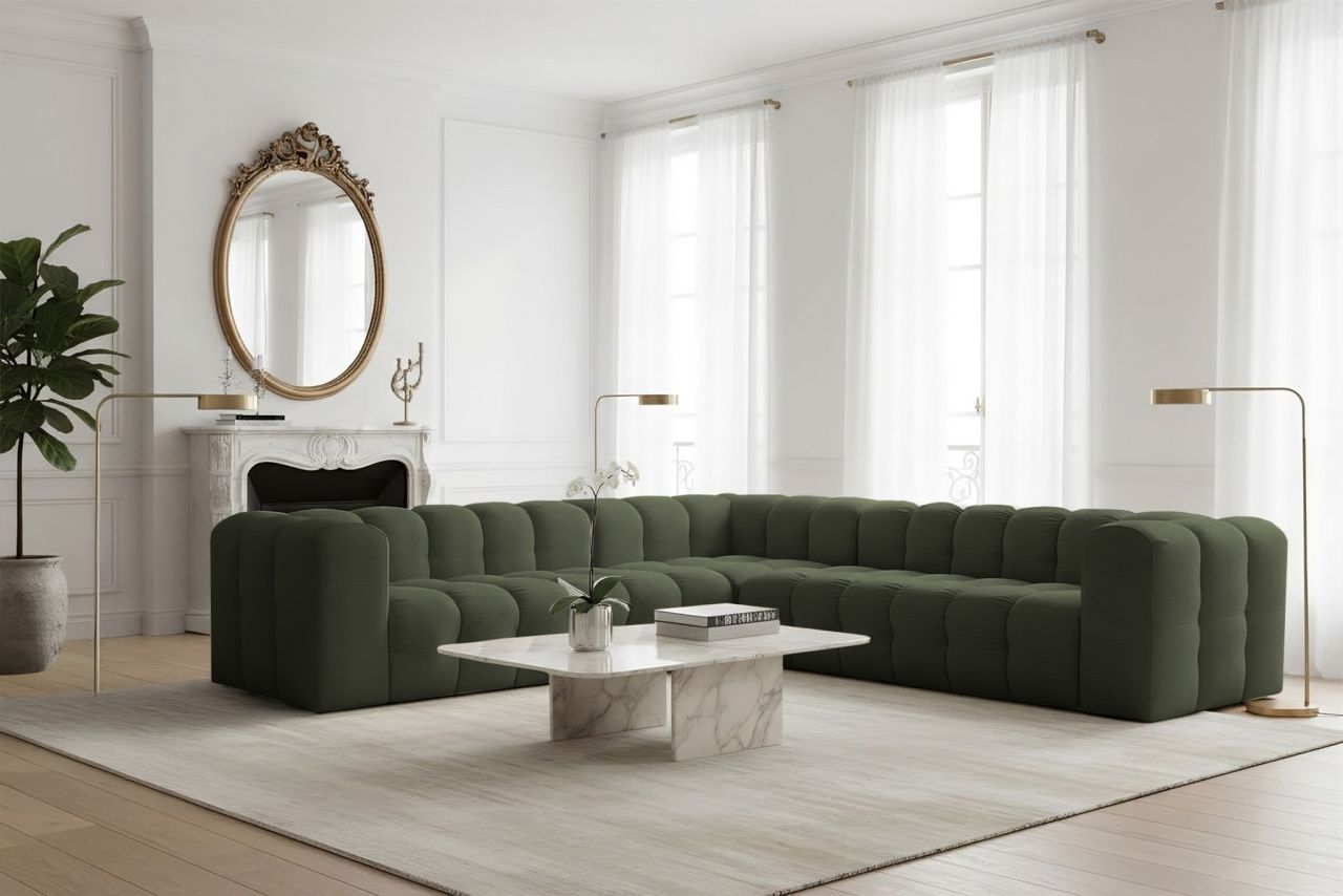 Ecksofa Designersofa SOLVIE in Stoff Tiffani Grün Seite Universal Ecksofa Designersofa SOLVIE in Stoff Tiffani Grün Seite Universal von Fun Möbel