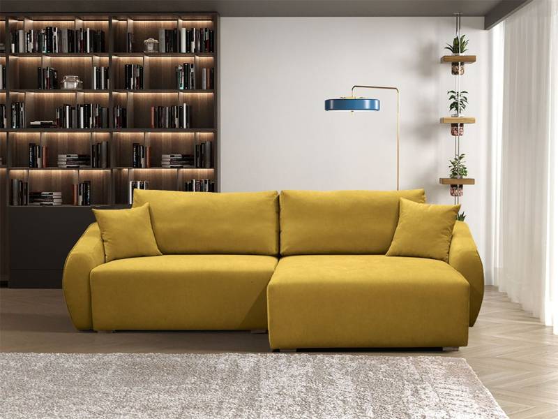 Ecksofa Designersofa Sofa ELISE in Stoff Wind Senfgelb Ottomane Rechts Ecksofa Designersofa Sofa ELISE in Stoff Wind Senfgelb Ottomane Rechts von Fun Möbel