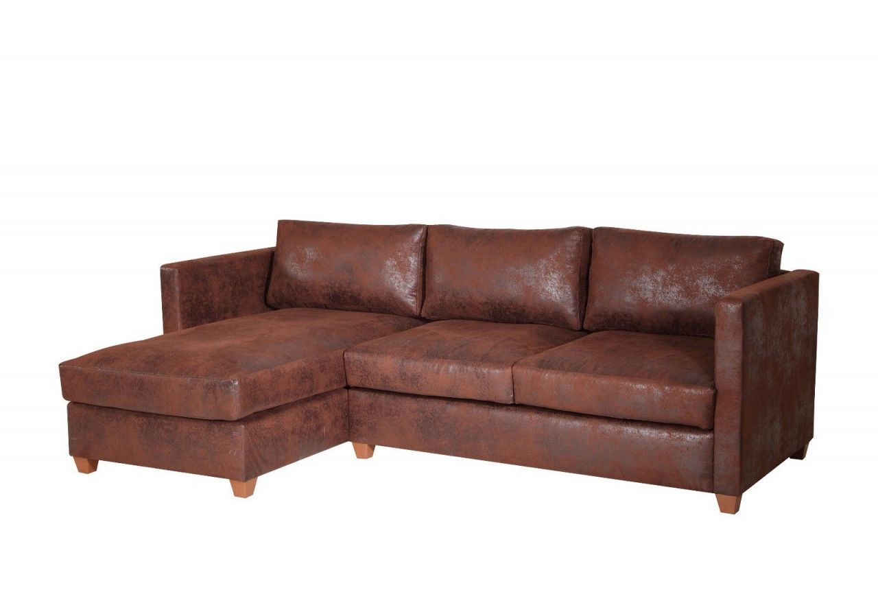 Ecksofa FABIO L-Form Vintage Braun Ottomane Links von Fun-Möbel