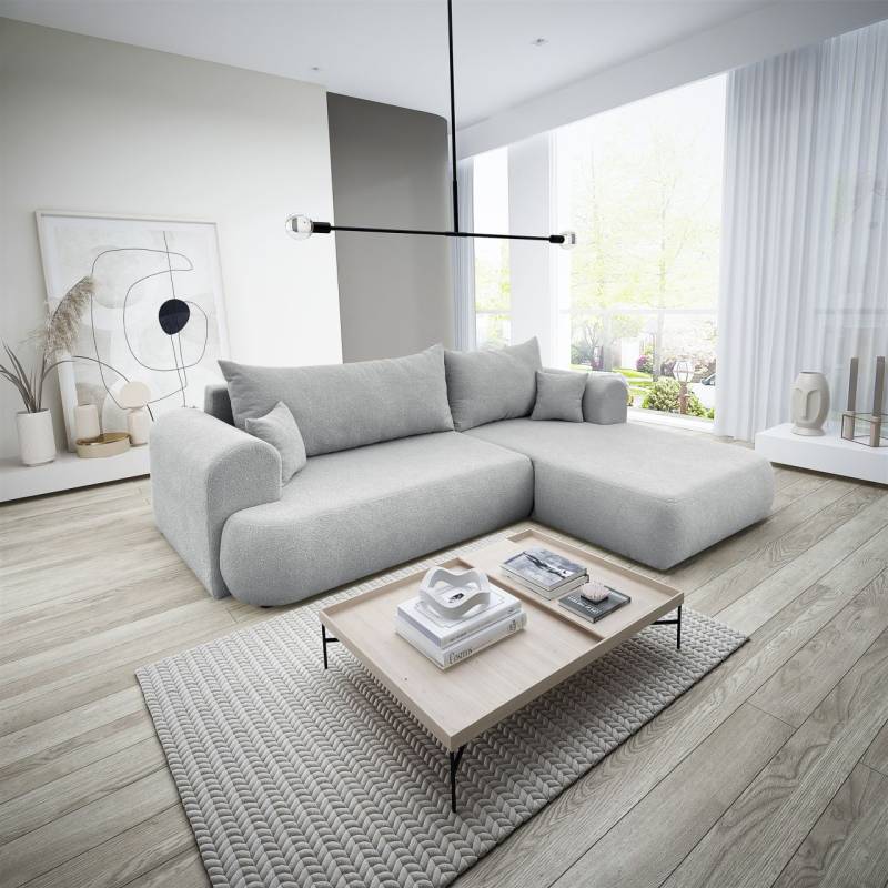 Ecksofa Schlafsofa ANIKE Stoff Now or Never Grau Ottomane Rechts von Fun Möbel