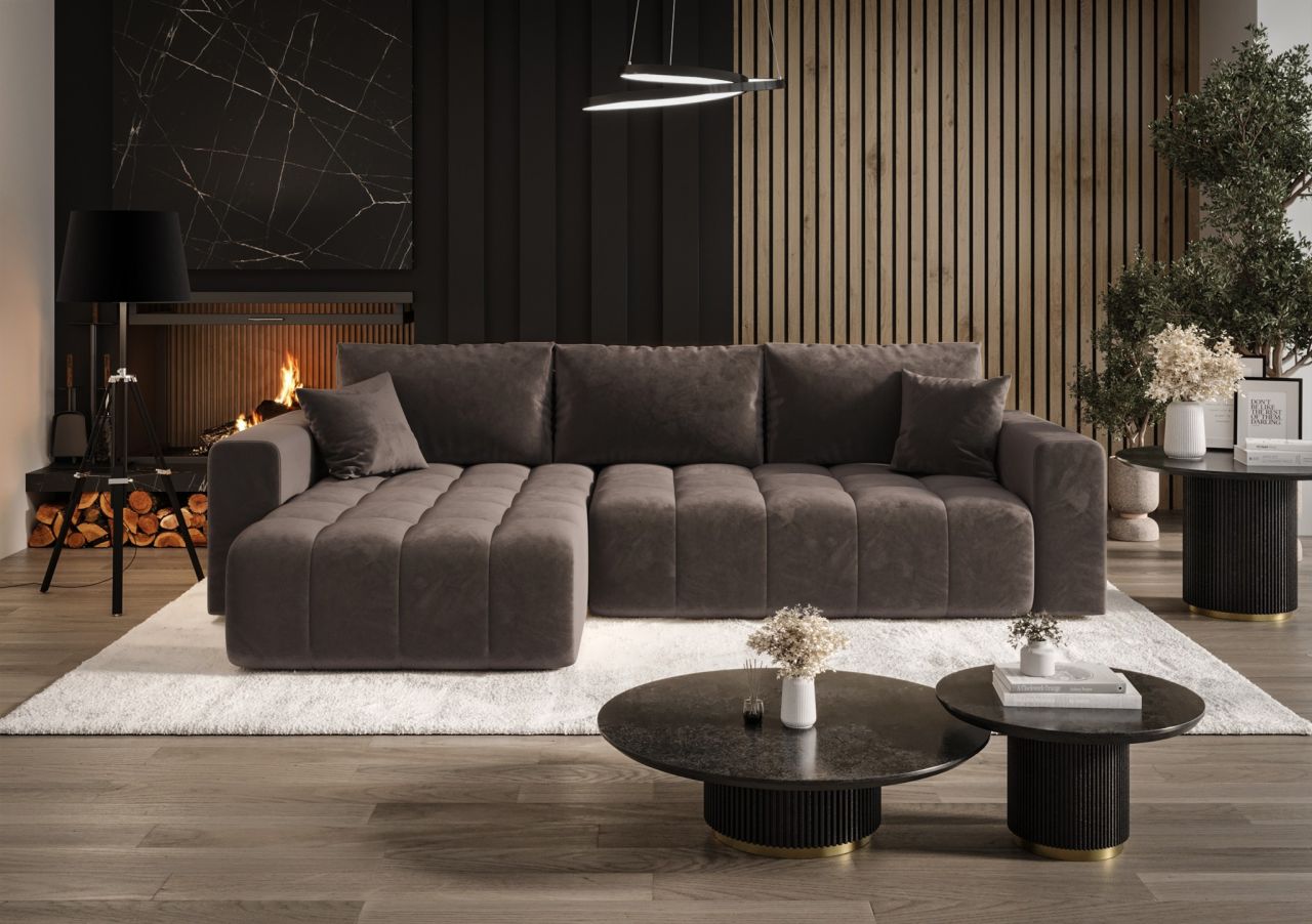 Ecksofa Schlafsofa CAMILA Stoff Monolith Schokobraun Ottomane Links Ecksofa Schlafsofa CAMILA Stoff Monolith Schokobraun Ottomane Links von Fun Möbel