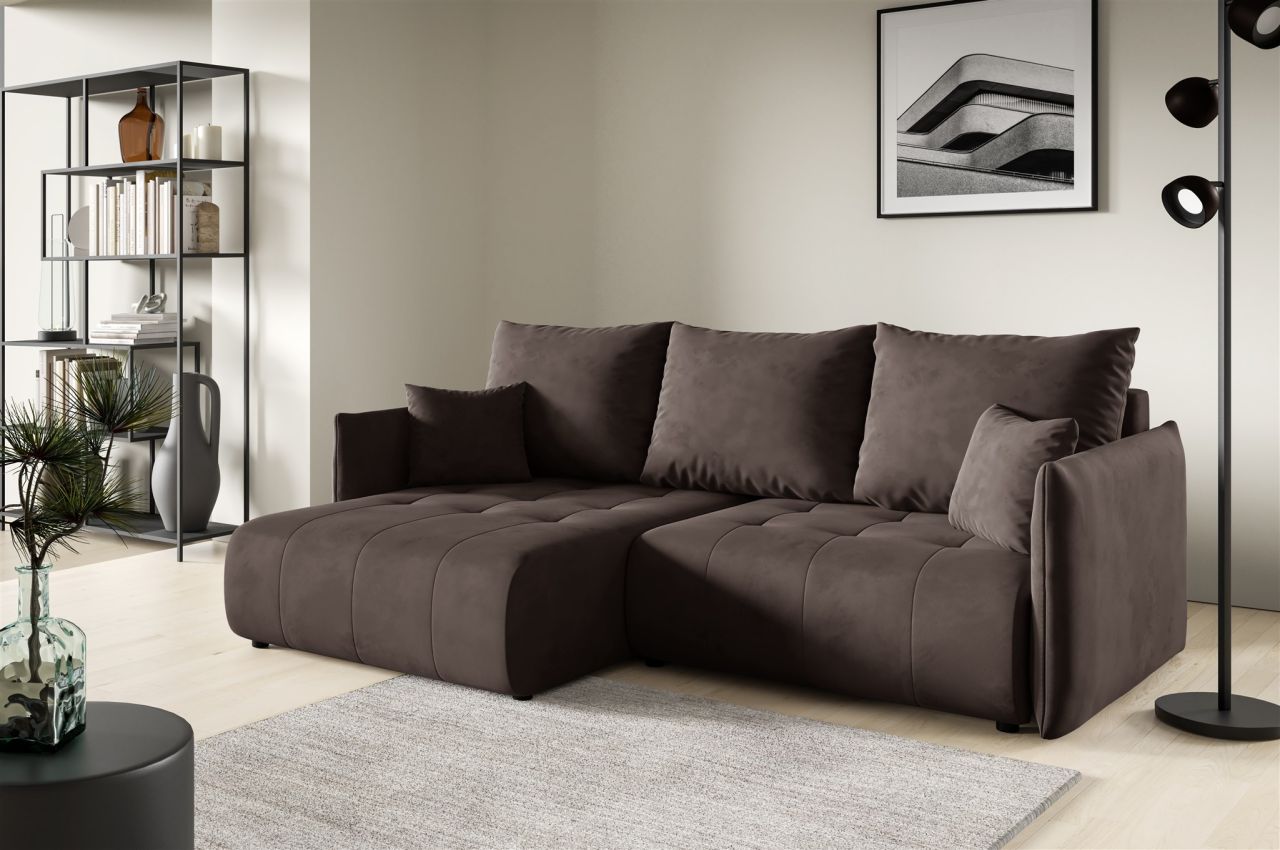 Ecksofa Schlafsofa CANIO Stoff Monolith Dunkelbraun Ottomane Links Ecksofa Schlafsofa CANIO Stoff Monolith Dunkelbraun Ottomane Links von Fun Möbel