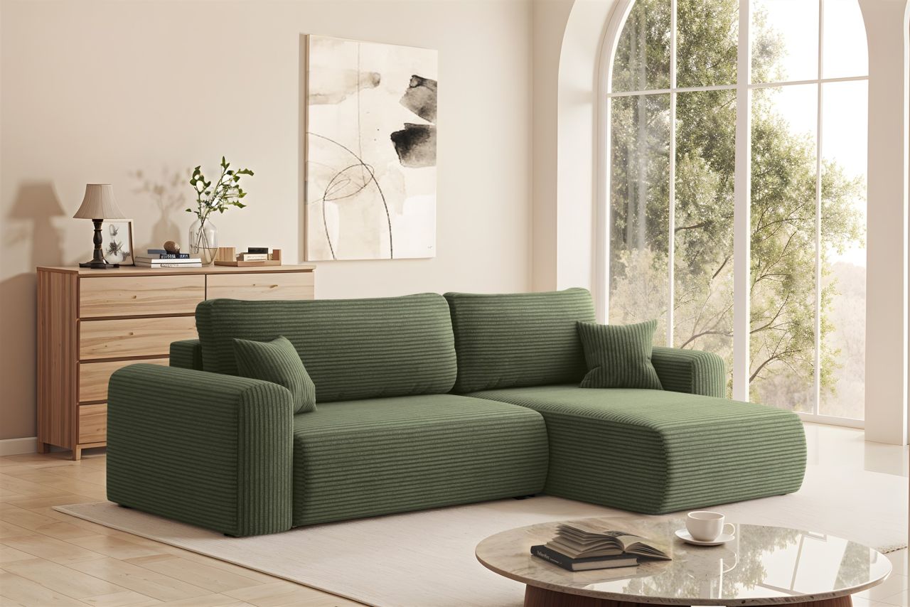 Ecksofa Schlafsofa FLORA Stoff Poso Hellgrün Ottomane Rechts Ecksofa Schlafsofa FLORA Stoff Poso Hellgrün Ottomane Rechts von Fun Möbel