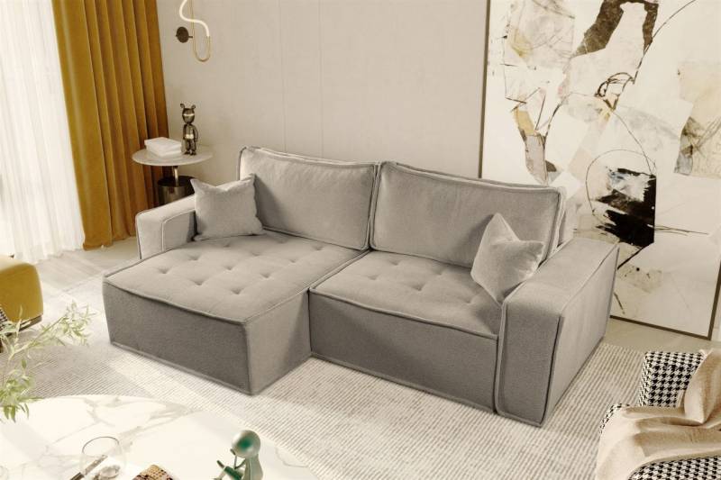 Ecksofa Schlafsofa FLOSI Stoff Raven Taupe Ottomane Links von Fun Möbel