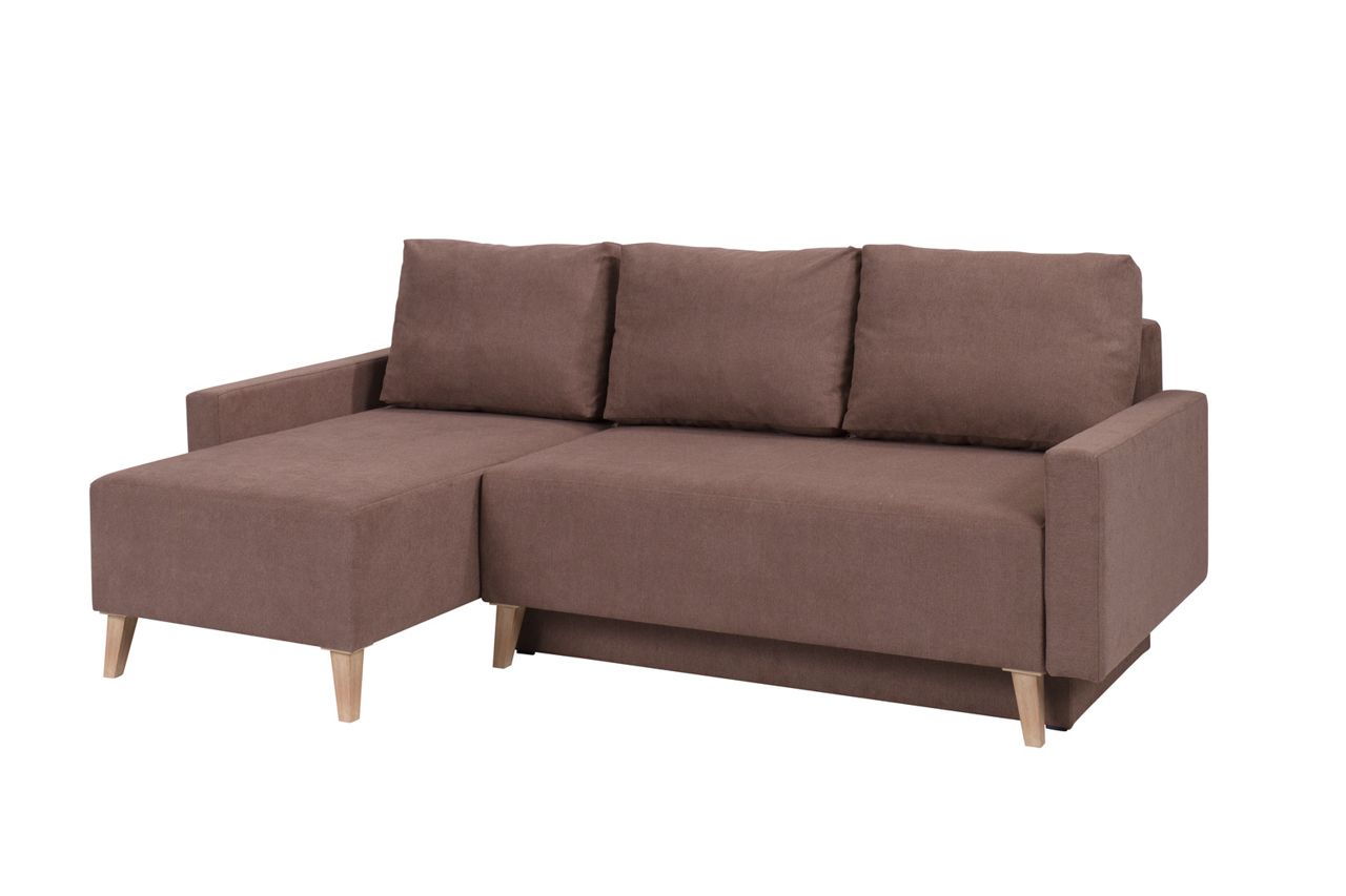 Ecksofa Schlafsofa KALMAR Braun Ottomane Links von Fun Moebel